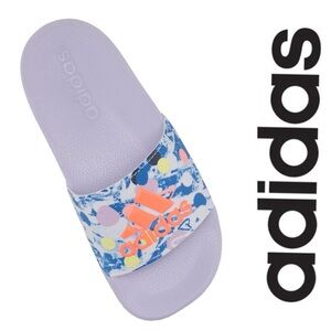 Adidas | Adilette Shower Slides Purple Tint/Signal Coral/ Blue | Size 5